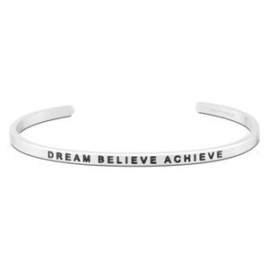 🌺”Dream Believe Achieve” Silver C-Bangle Bracelet